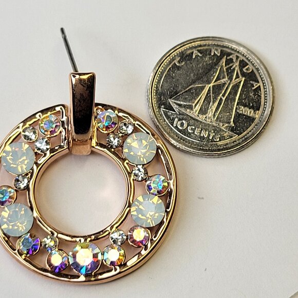 Crystal Rhinestone Circle Dangle Earrings - Picture 10 of 11